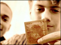 Boy with condom