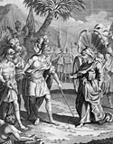 King Antiochus III of Egypt meeting Popillius the Roman ambassador (right). 